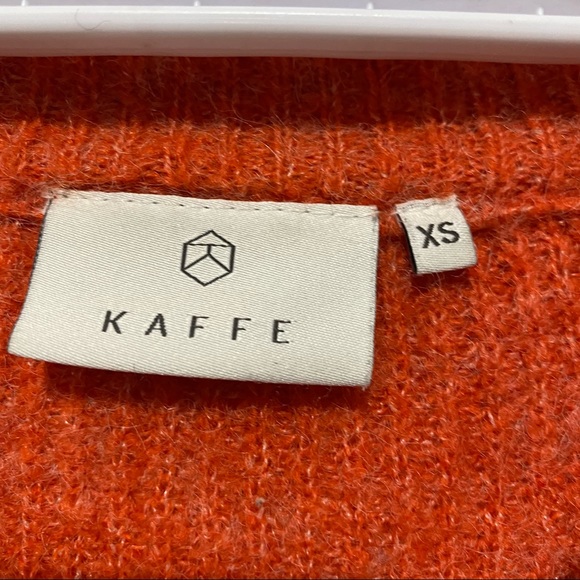 Kaffe Oversized Wool Mohair Blend V-Neck High Low Knit Sweater Burnt Orange XS-M - Picture 12 of 14